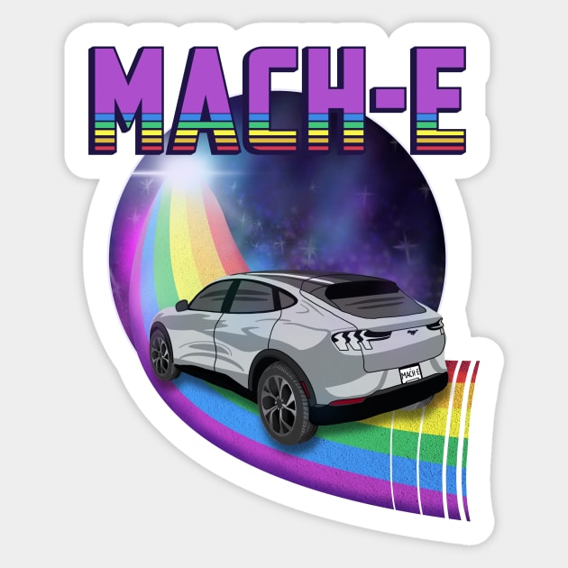 Mach-E Rides the Rainbow Galaxy in Iconic Silver Sticker by zealology